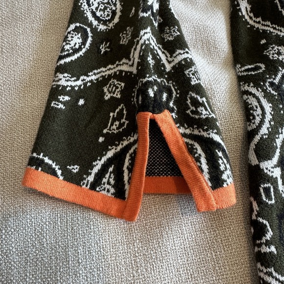 Never Fully Dressed Khaki Bandana Mini Knit Green Sweater Dress Viscose Sz Small - Picture 5 of 13